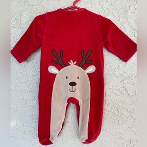 Little Me Size 9 Mo Red Velour Snap Front Footed Sleeper for My First Christmas